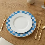 Checkered Ikat Enameled Charger (4pk)