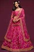 Art Silk Embroidered Lehenga Choli Dress Material In Pink (ACT3587)