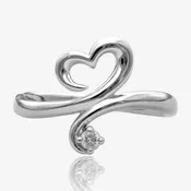 .06ct Diamond Silver Heart Freeform Promise Ring