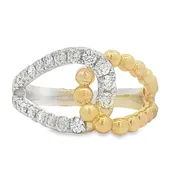 14 Karat Two-Tone Gold 0.50 Carat Diamond Interlocking Beaded Ring