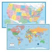 Intermediate World and United States Wall Maps Set