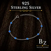 925 Sterling Silver Blue Lab Opal Station Bracelet