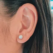 14K Small Round Halo Stud Earrings