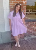 Collared Short Sleeve Mini Dress/Plus