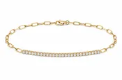 14K Yellow Gold Diamond Paperclip Bracelet