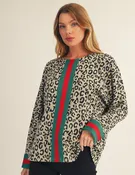 Color Band Leopard Top