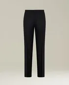 BLACK 150S WOOL TROUSERS WITH TAPERED FIT