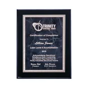 Black High Gloss Plaque with Gray Marble & Silver Florentine Plate