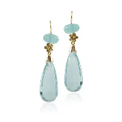 Aqua Chalcedony Double Drop Earring