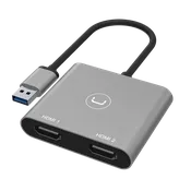 Adaptador Unno Tekno HB1102GY de USB tipo A a doble puerto HDMI