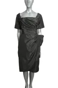 1950s Black Silk Taffeta Dress, Size-6