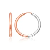 14k Rose & White Hinged Hoop