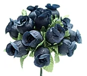 144 Miniature Poly Rose Silk Favor Flower Pick Wedding Shower - Navy Blue