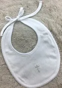Embroidered Cross Cotton Christening Bib
