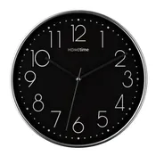 12" Hometime Round Black Wall Clock Silver Hands