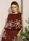 Ciebon Embroidered Bubble Hem Top