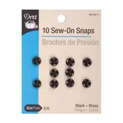 10-Piece Black Sew-On Snap Fasteners