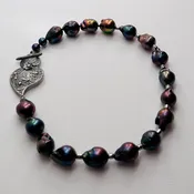 Baroque Pearl Necklace with Silver Heart Clasp - Sustainable Luxury — Your Site Title
