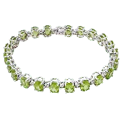 14K White Gold Peridot & Diamond Tennis Bracelet
