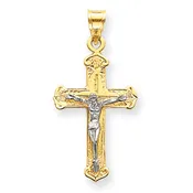 14KT Two-tone Gold Crucifix Cross Pendant C1395