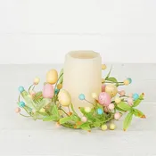 31173- 3.5in Ring-Mix Pastel Eggs with Willow Leaves-