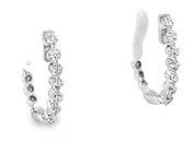 14K White Gold and Diamond Huggie Earrings