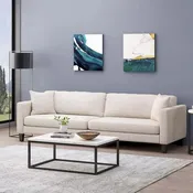 Beige Modern Upholstered Accent Chair with Wood Legs – Single Seat