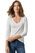 3/4 Sleeve V-Neck Tee, White
