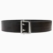 Black Leather Duty Ratchet Belt, Nickel Buckle, 2.25" [57 mm]