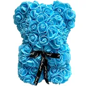 10" Blue Rose Foamy Teddy Bear in Box