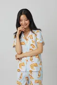Bed Head FANCY CATS Short Sleeve Classic Stretch Jersey Cropped PJ Set