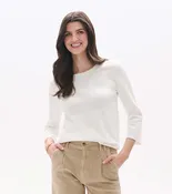 3/4 Sleeve Knit Top - White