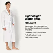 Amazon Essentials Men's Lightweight Cotton Waffle Bath Robe, Mid-Length Loungewear (Available in Big & Tall)