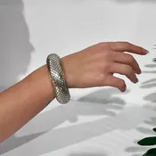Bottega Veneta Silver Woven Bangle Bracelet