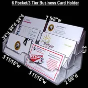 3 11/16w x 3/4h Business Card Rack: 6 Pockets/3 Tier