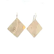 Gold Hand-Crafted Square Hammer Earrings