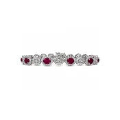 18K Ruby Diamond Halo Bracelet