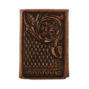 3D Belt Company Brown Floral Basket Weave Trifold Wallet D250004602