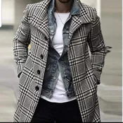 Single Button Plaid Trench Coat