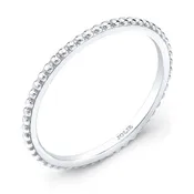 14K White Gold Beaded Band Ring with High Polish Finish by Jolie Designs