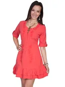 Double Ruffled Button &amp; Lace-up Dress