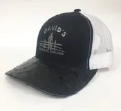 Black/White cap with black full quill ostrich visor