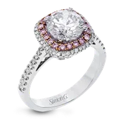 18K 2-Tone Double Halo Diamond Engagement Ring