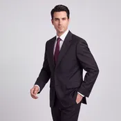 Kensington Men's Black Modern Fit Sharkskin Suit - Notch Lapel