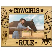 Engraved Alderwood Frame - A-FRM_-10-0005 - Cowgirls Rule