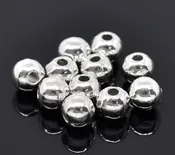 100 Bright Silver Plated Metal ROUND 6mm Smooth Beads bme0086