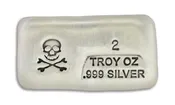 2 oz Silver Bar-Skull and Crossbones