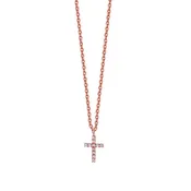 14K Rose Gold Diamond Tiny Cross Necklace