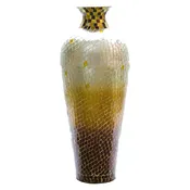 DecorShore 20" Amphora Nouveau Vase, Metal Floor Vase With Decorative Glass Mosaic Overlay (Chocolate Pearl Ombre)