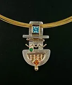 Half Circle Grid Hinged Pendant — DeMarcay Jewelry